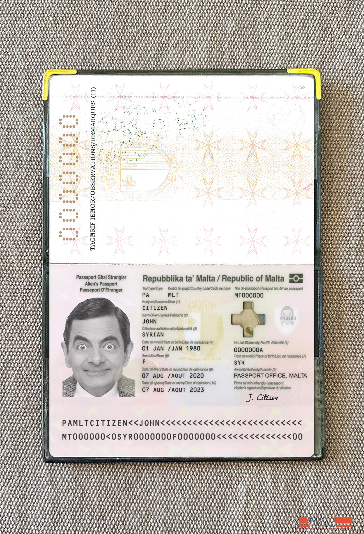 Malta passport 2020 present photolook PSD template